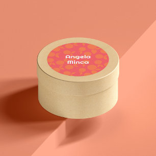 Namn tangerine mönster round dekal runt klistermärke