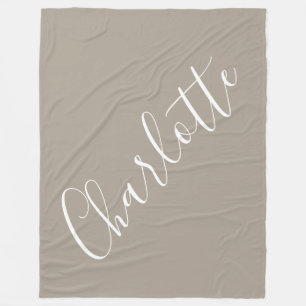 Namn Taupe Brown med minimal Personlig   Fleecefilt