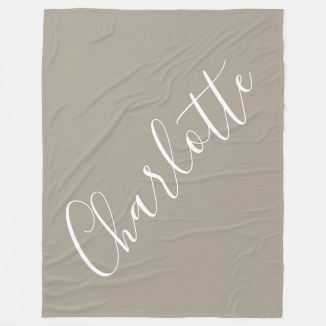 Namn Taupe Brown med minimal Personlig   Fleecefilt (Framsidan)