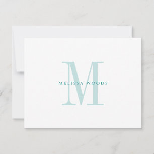 Namn Teal Monogram-platta anteckningskort för eleg