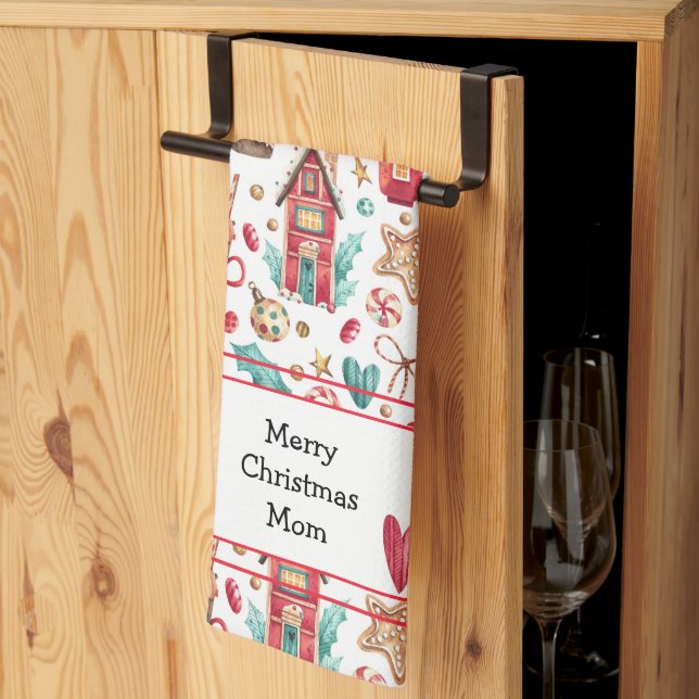 Namn Text, Cute Whimsical Sweets Kitchen Towel Kökshandduk (Thirds Fold)