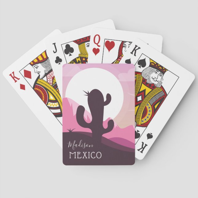 Namn & text för kaktusökenanpassningsbar som leker casinokort (Baksidan)