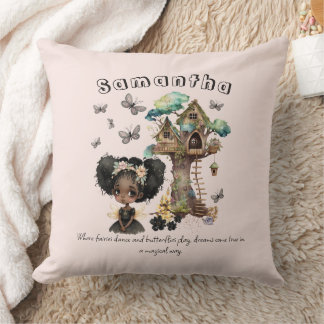 Namn Text Magic Woodland Fairy Butterfly Kudde