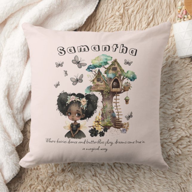 Namn Text Magic Woodland Fairy Butterfly Kudde (Filt)