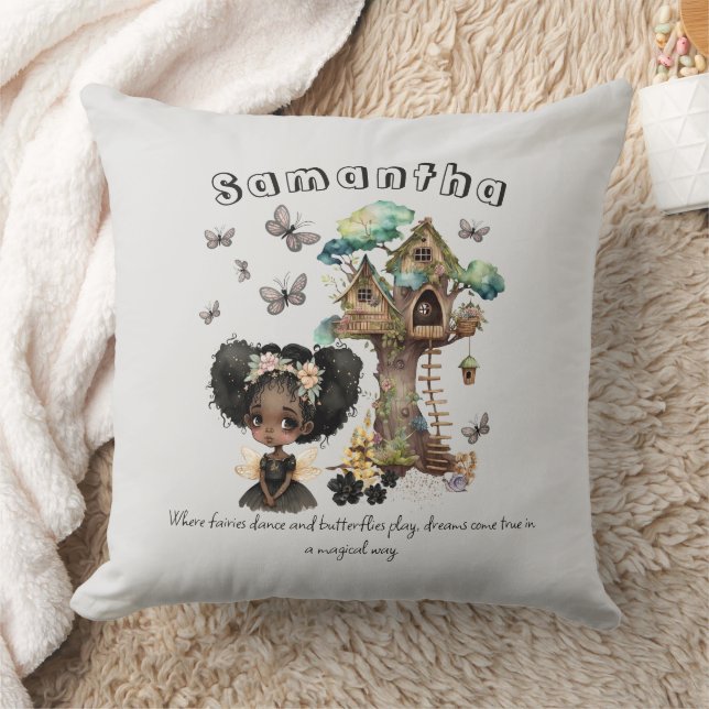 Namn Text Magic Woodland Fairy Butterfly Kudde (Filt)