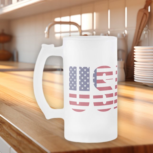 Namn & Text om Patriotic USA 16 oz Frostat Ölglas (Skapare uppladdad)