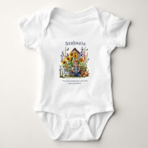 Namn Text Sägande Blomsterträdgård Solrosar Kanin T Shirt