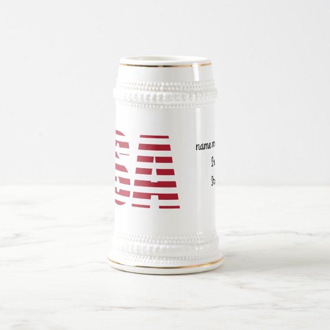 Namn, texten om USA 22oz White Guld Stein Mugg (Center)