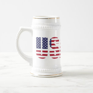 Namn, texten om USA 22oz White Guld Stein Mugg