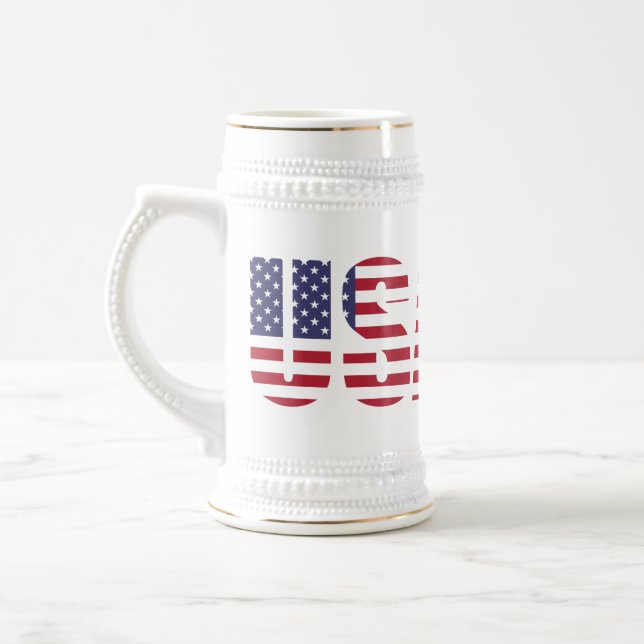 Namn, texten om USA 22oz White Guld Stein Mugg (Vänster)