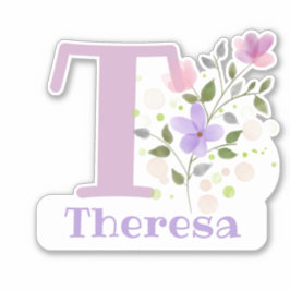 Namn Theresa med bokstaven T-klistermärke utskärni Klistermärken