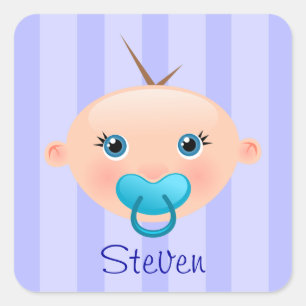 "Namn this!" - Baby Ansikte Sticker Boy! Fyrkantigt Klistermärke