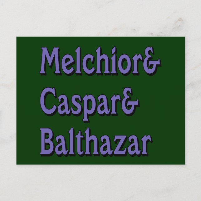 Namn till de tre Wisemen Helg Vykort (Framsida)
