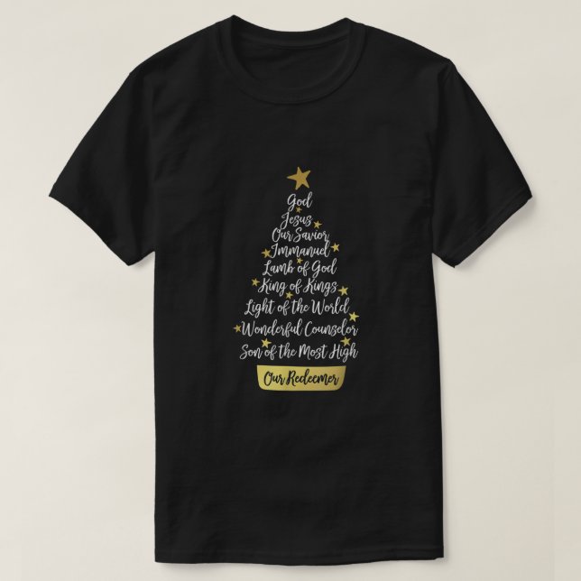 Namn till Jesus Christian Faith Julgran T Shirt (Design framsida)