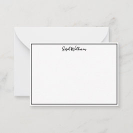 Namn & Tom Svart-vit Minimalistisk Anteckningskort