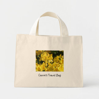 Namn Travel Bag! Gult Rhodies Flowers Blommigt Mini Tygkasse