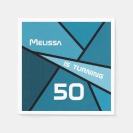 NAMN Turning 50 Abstrakt Teal Geometric Pappersservett