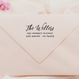 Namn & Typografi Adress i Whimsical Script-familje Självfärgande Stämpel