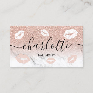 Namn typografi ro glitter guld läppar visitkort