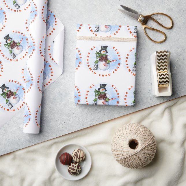 Namn, underordnad från Santa Snögubbe Candy cane Presentpapper (Hantverk)