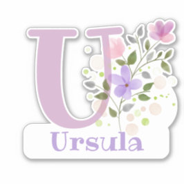 Namn Ursula & Initial med blomsterdesign Klistermärken