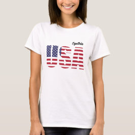 Namn, USA Schablon Design, Grundläggande Dam T Shirt