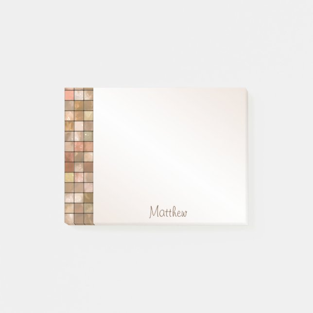 Namn - varierat brunstigt dekorativt Tile Mönster Post-it Block (Framsida)