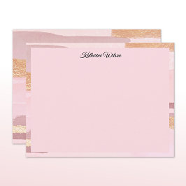 Namn || Vattenfärg Blush Rosa Mauve Ram Anteckningskort