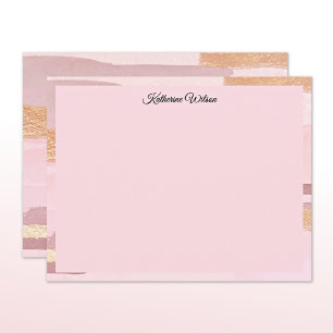 Namn Vattenfärg Blush Rosa Mauve Ram Anteckningskort