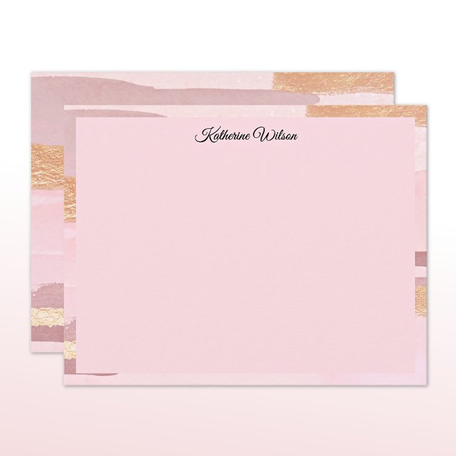 Namn || Vattenfärg Blush Rosa Mauve Ram Anteckningskort (Skapare uppladdad)