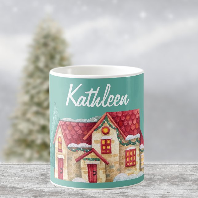 Namn, Vattenfärg Vinter Hem 11oz Kaffemugg (Skapare uppladdad)
