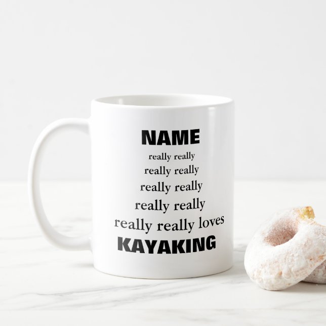 Namn verkligen verkligen verkligen kärlek KAYAKING Kaffemugg (Med munk)