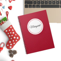 Namn vid Red & White Swiss Dots Spiral