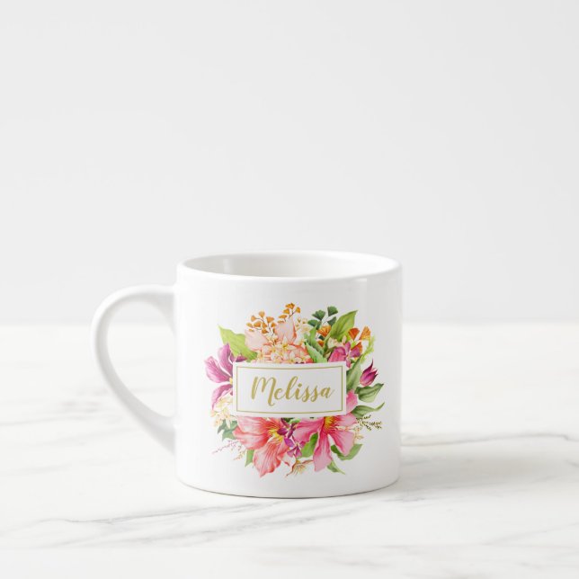 Namn Vintage Flowers Rosa Pastel Espresso Mugg Espressomugg (Vänster)