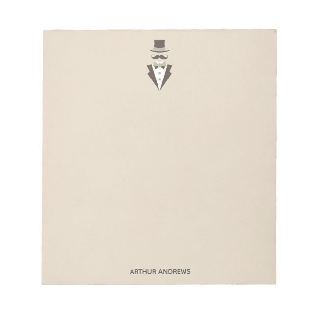 Namn Vintage Mustache Man Top hat Anteckningsblock (Framsida)