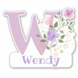 Namn Wendy med bokstaven W-klistermärke utskärning Klistermärken