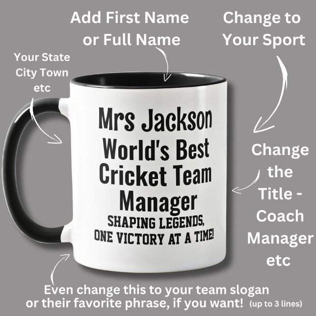 Namn, Worlds Best Cricket Team Manager Mugg (Skapare uppladdad)