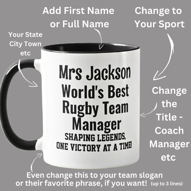 Namn, Worlds Best Rugby Team Manager Mugg (Skapare uppladdad)
