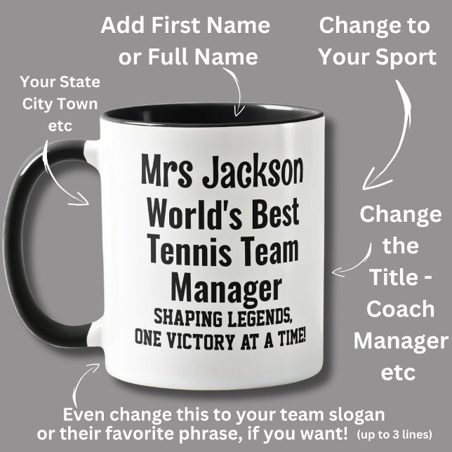 Namn, Worlds Best Tennis Team Manager Mugg (Skapare uppladdad)