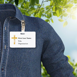 Namnbricka med kristet guldkors