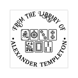 Namndesign för Mahjong-brickor #1 bibliotek bok Självfärgande Stämpel