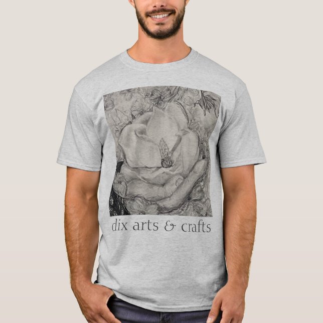 namne magnolia, blommor, tyg, bomull, & hand t shirt (Framsida)