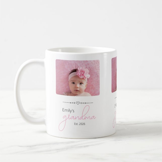 Namne Mormor Etablerat År Foto Script Font Kaffemugg (Vänster)