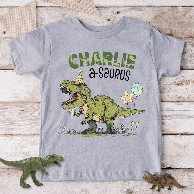 Namned-saurus TRex Dinosaur Anpassad Födelsedagsfe T Shirt (Skapare uppladdad)