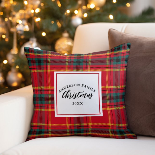 Namnen året om jul Tartan Play-familjen Kudde (Skapare uppladdad)