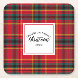 Namnen året om jul Tartan Play-familjen Underlägg Papper Kvadrat