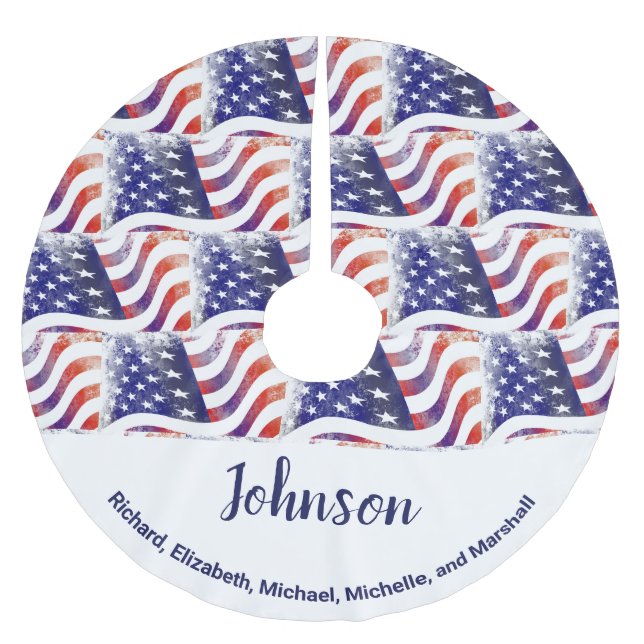 Namnen Flagga Patriotic Jul Julgransmatta Borstad Polyester (Framsidan)