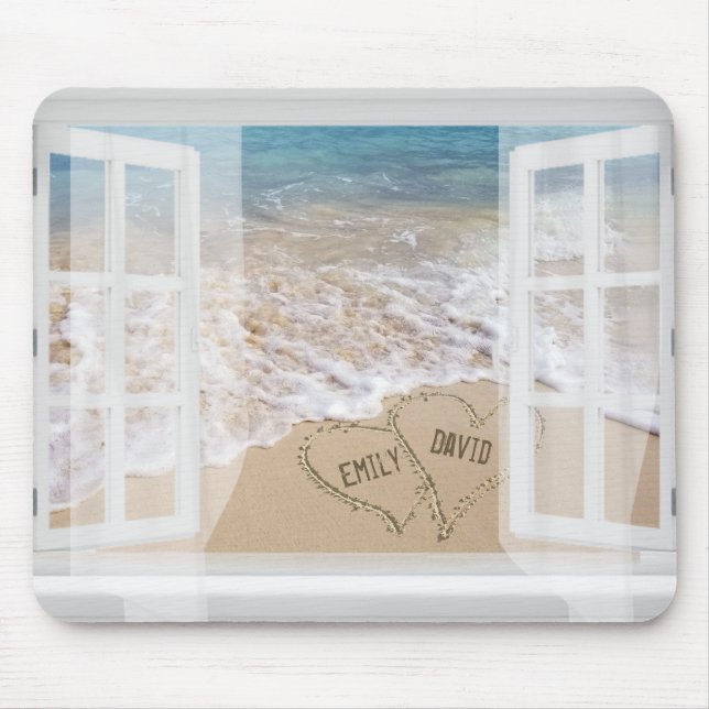 Namnen i Beach Hearts In Window Musmatta (Framsidan)