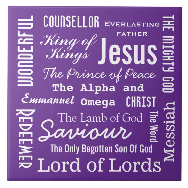 Namnen Jesus vittext Kakelplatta (Framsidan)