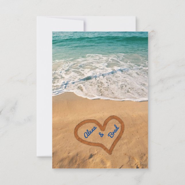 Namnen på sandstrand bröllopsinbjudan RSVP Inbjudningar (Baksida)